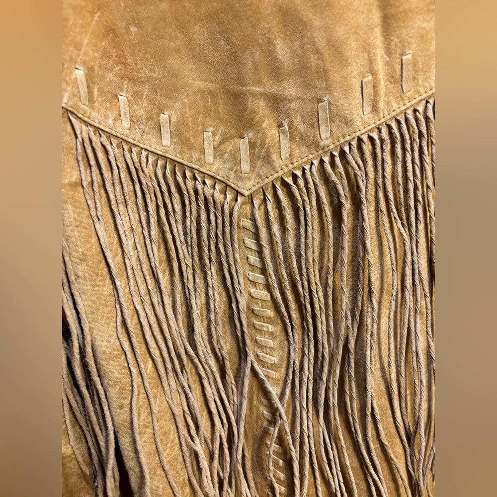SCULLY Women's Tan Suede Leather Western Fringe Jacket XL - Picture 6 of 6